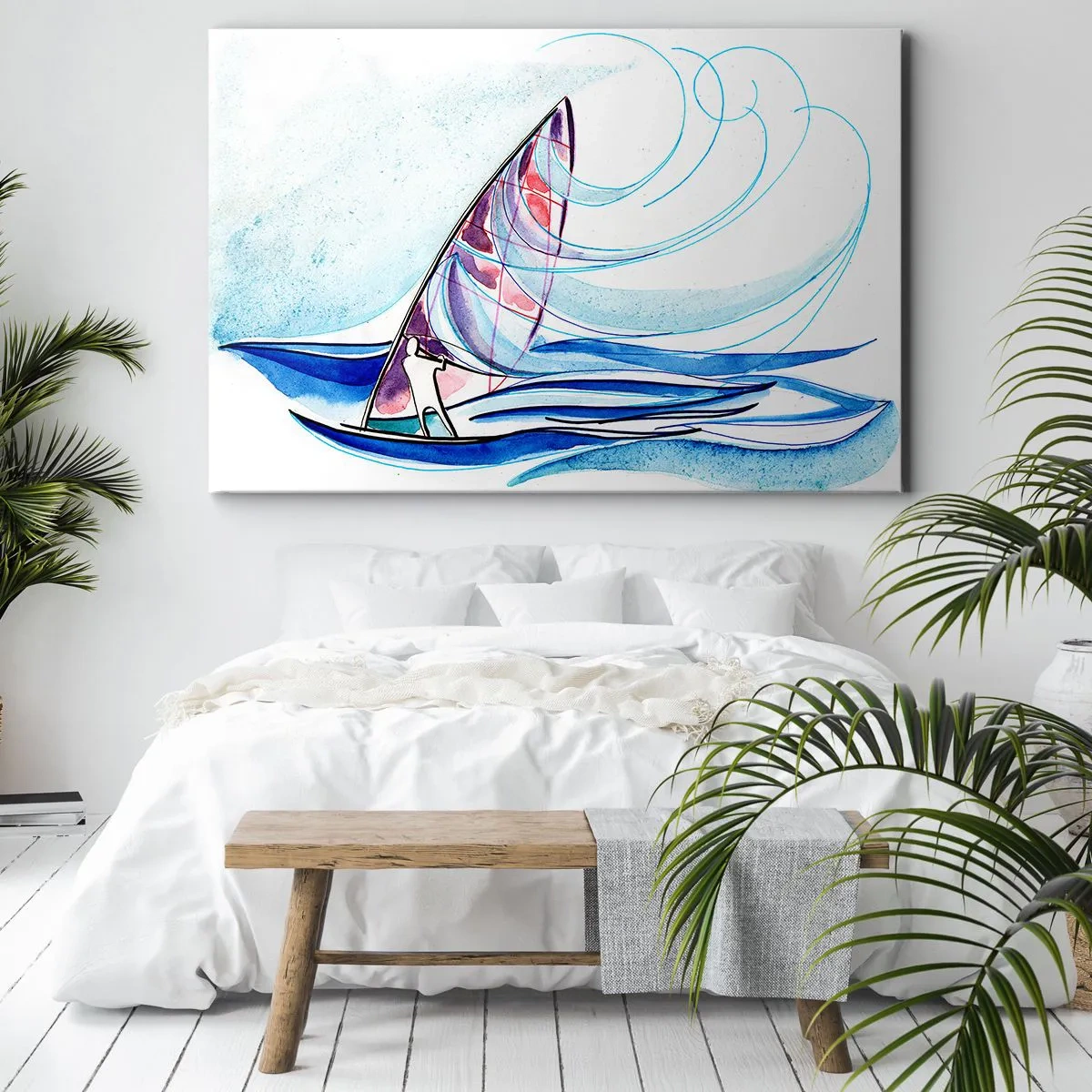 Schilderen op canvas - Met de wind op het ritme van de golven - 120x80 cm