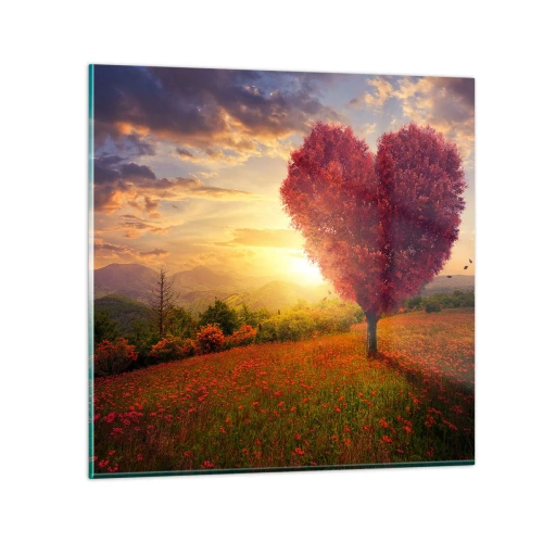 Schilderen op glas - Het raakt het hart - 70x70 cm