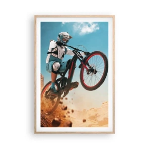 Een poster in een licht eiken lijst - Fiets waanzin demon - 61x91 cm