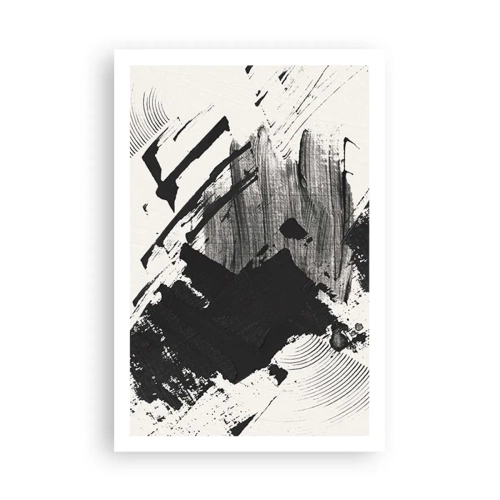 Poster - Abstractie – expressie van zwart - 61x91 cm