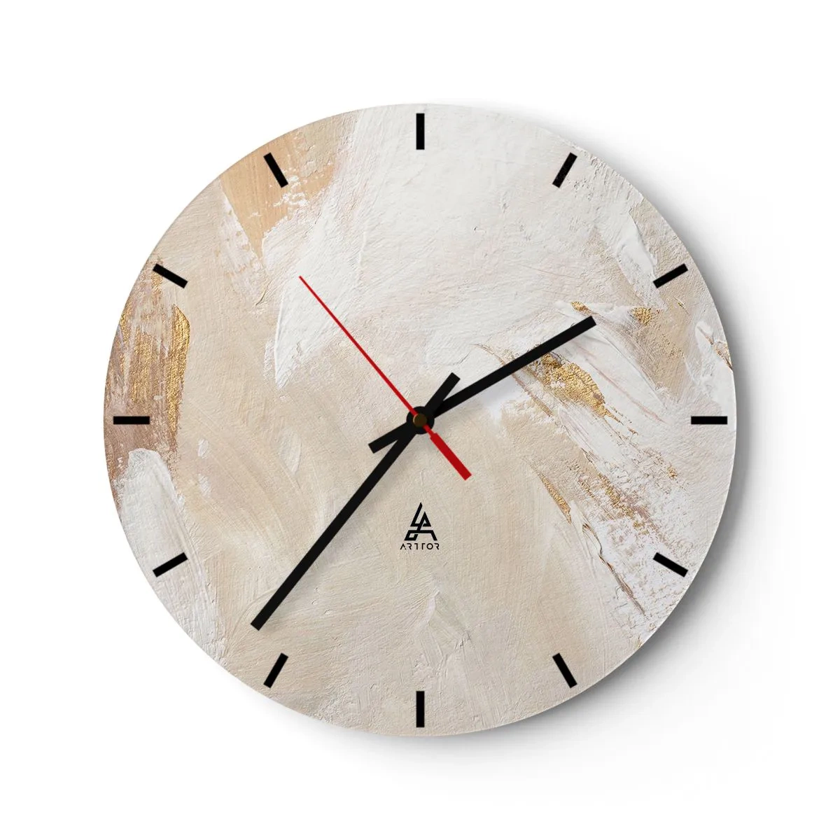 Wandklok - Klok - Beige en witte verfcompositie met penseeltextuur - 30x30cm - Pastelkleurige compositie - Moderne wanddecoratie voor woonkamer, keuken en slaapkamer ARTTOR
