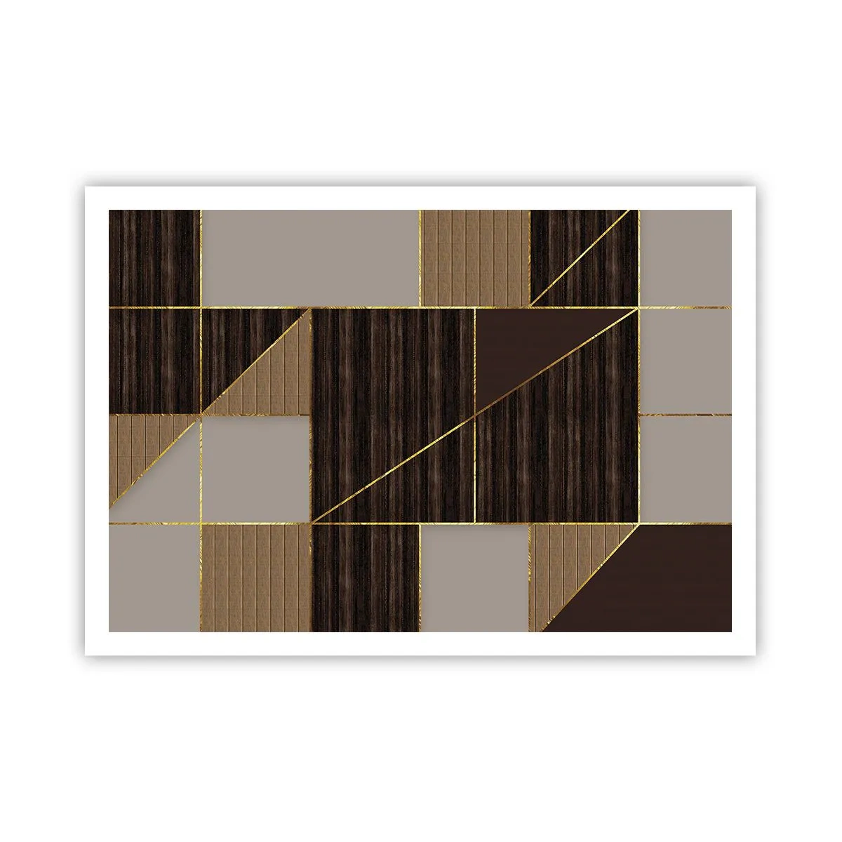 Poster - Een mozaïek van bruin en goud - 100x70 cm
