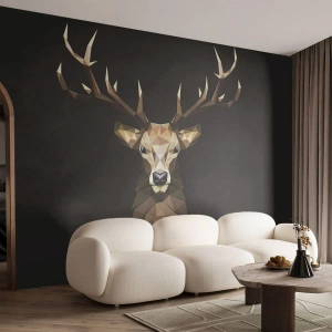 Fotobehang op maat Premium Sand - Kubistische herten - Dieren, Hert, Grafisch