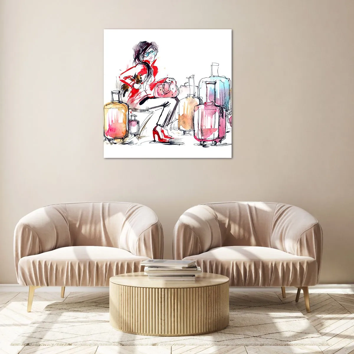 Schilderen op glas - Laten we gaan zitten voor de reis - 40x40 cm