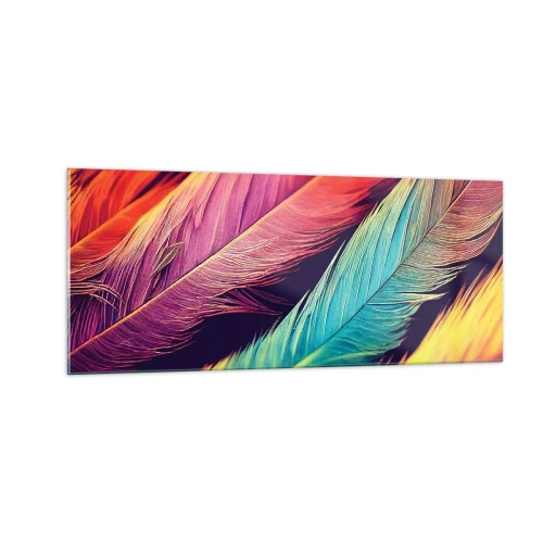 Schilderen op glas - Gevederde regenboog - 100x40 cm