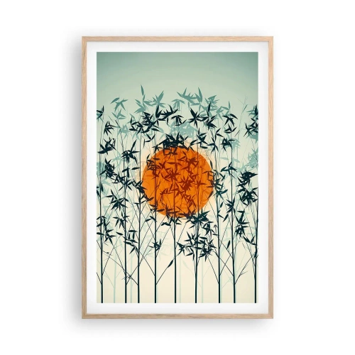 Een poster in een licht eiken lijst - Japanse zon - 61x91 cm