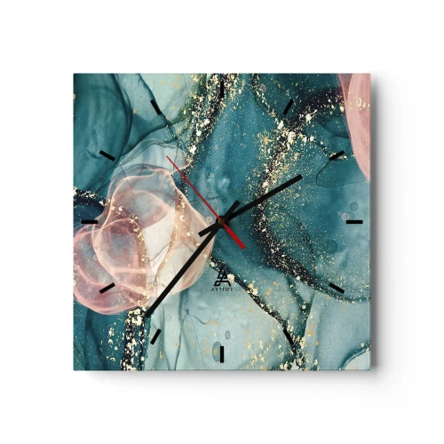 Wandklok - Klok - Zijdeblauw, tule roze - 40x40 cm