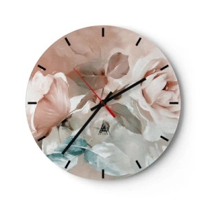 Wandklok - Klok - Delicate bloemen in pasteltinten op een lichte achtergrond - 30x30cm - De geest van de romantiek - Moderne wanddecoratie voor woonkamer, keuken en slaapkamer ARTTOR