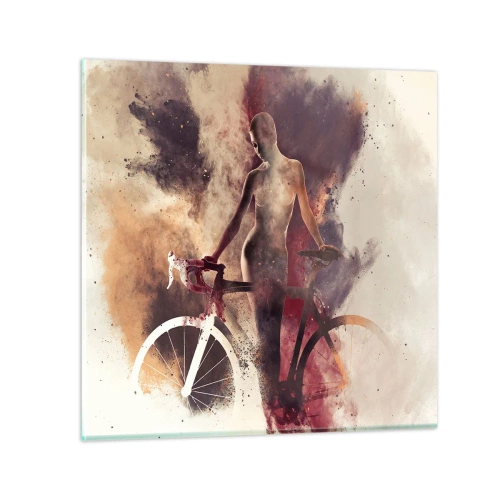 Schilderen op glas - Een fietsziel in marmeren vormen - 50x50 cm