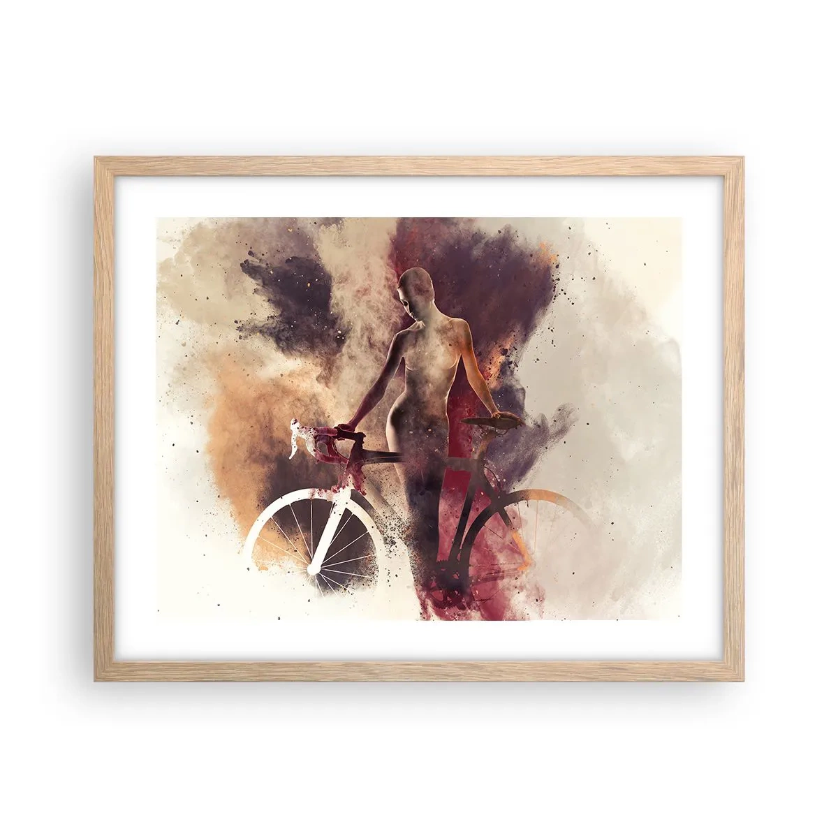 Een poster in een licht eiken lijst - Een fietsziel in marmeren vormen - 50x40 cm
