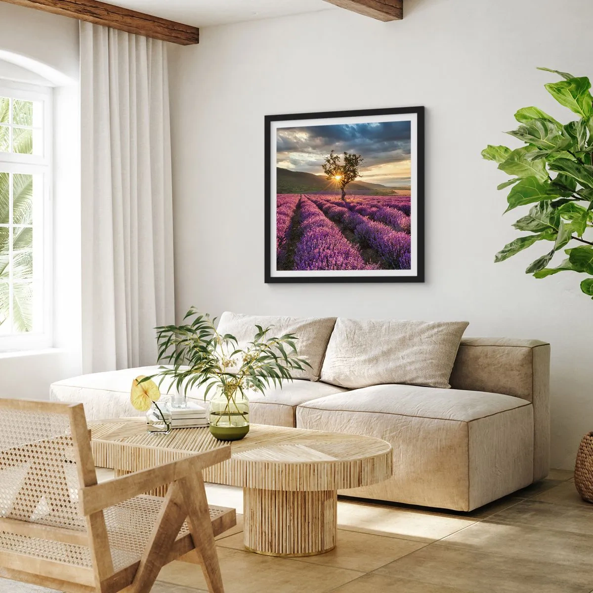 Poster in een zwarte lijst - Lila gekleurd aroma - 40x40 cm