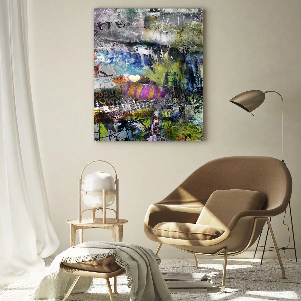 Schilderen op glas - Collage van herinneringen - 50x70 cm