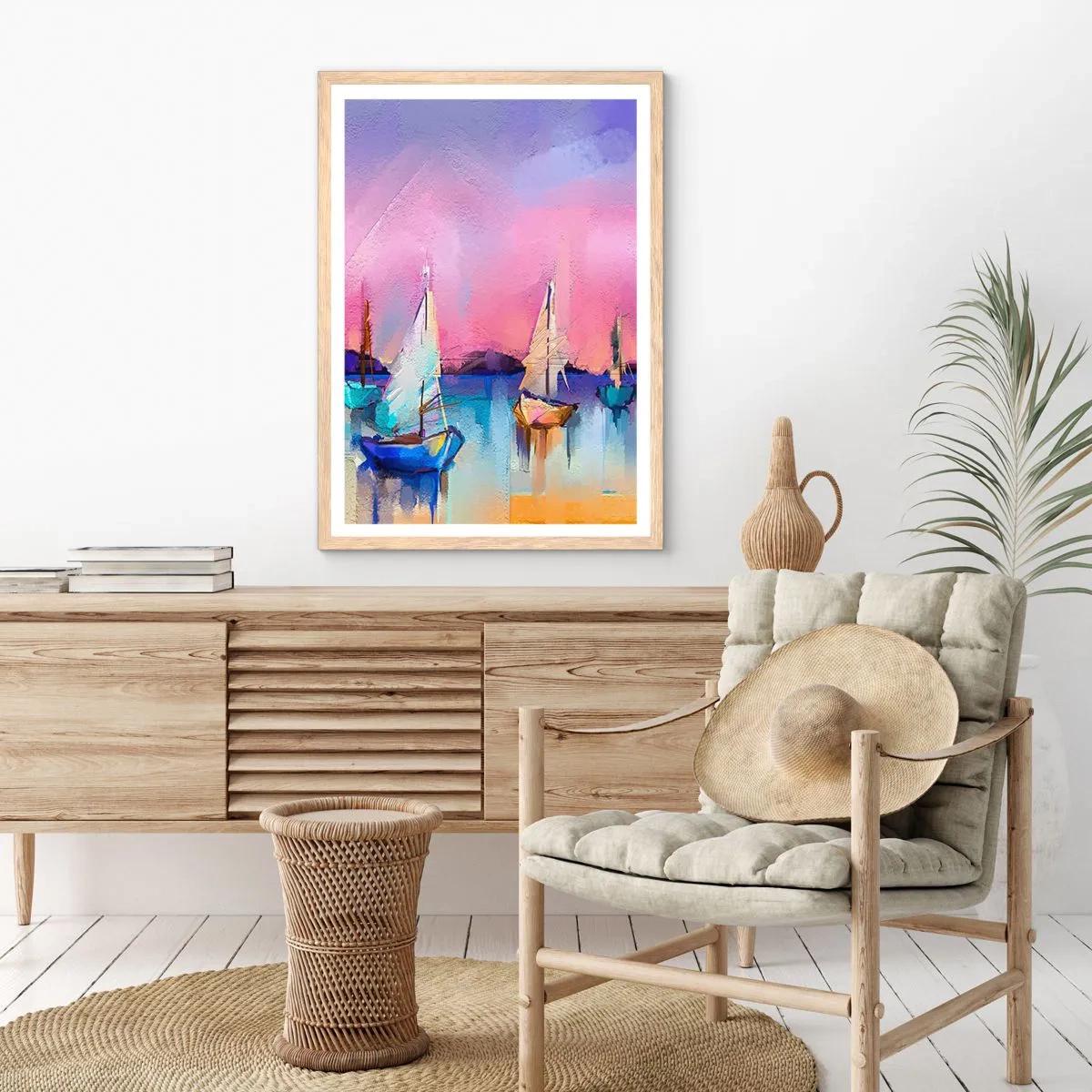 Een poster in een licht eiken lijst - Richting: breed water - 61x91 cm