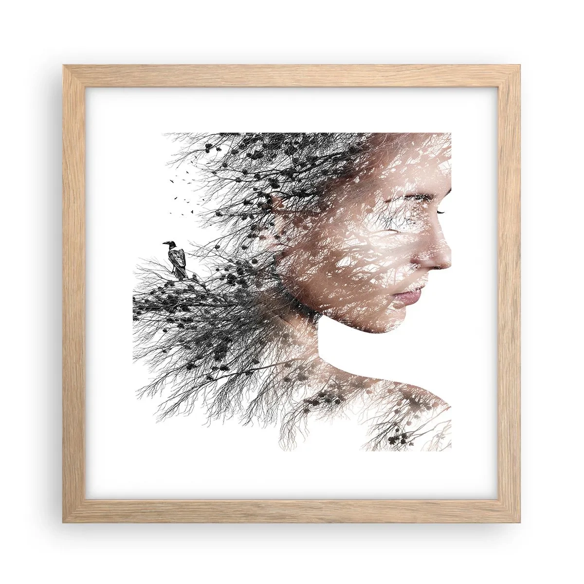 Een poster in een licht eiken lijst - De geest van het bos - 30x30 cm