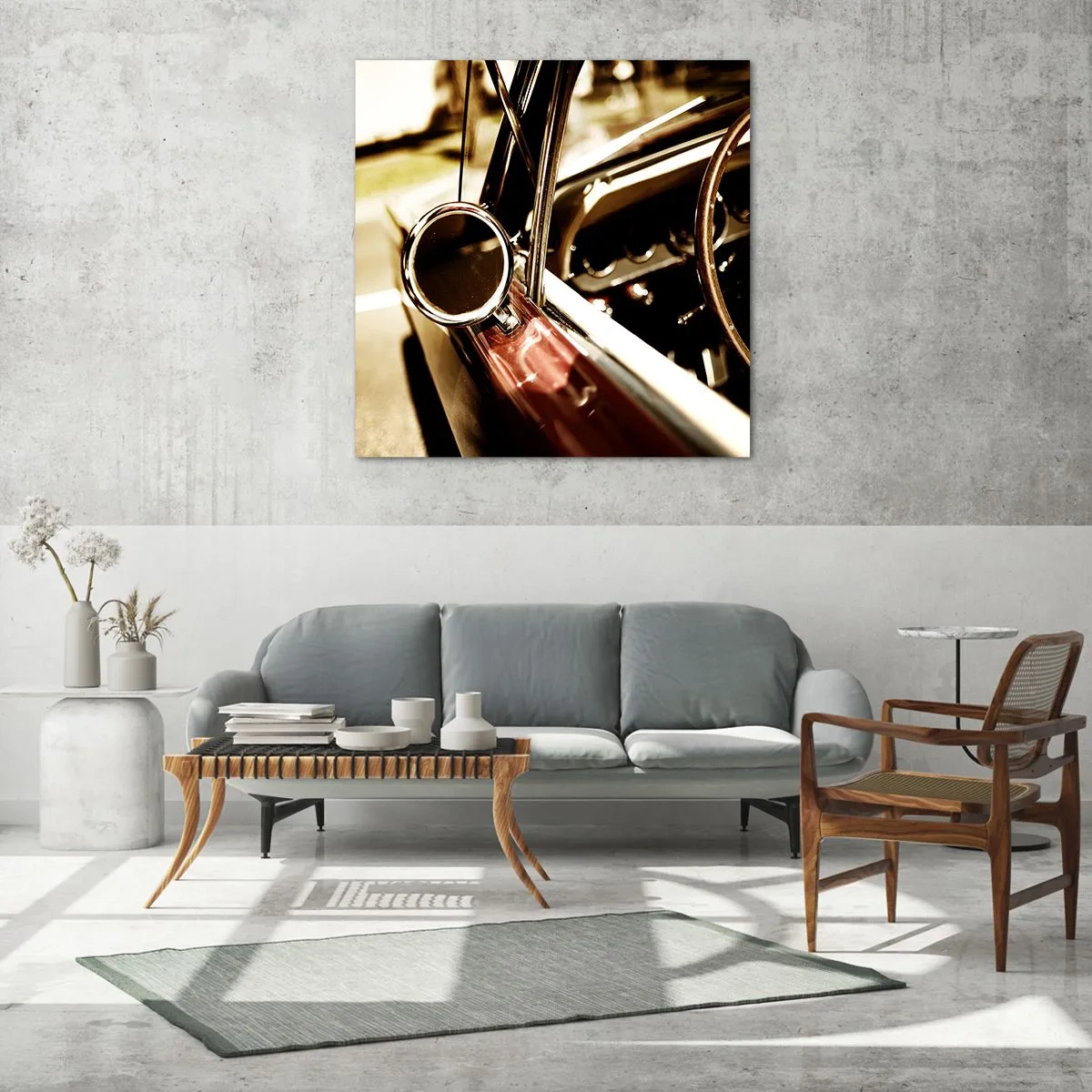 Schilderen op glas - Een auto met een ziel - 60x60 cm