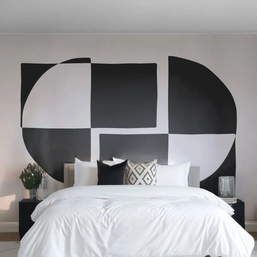 Zelfklevend Fotobehang Deluxe Sticker - Antithese - synthese - Abstractie, Deel, Zwart en wit - 300x210 cm