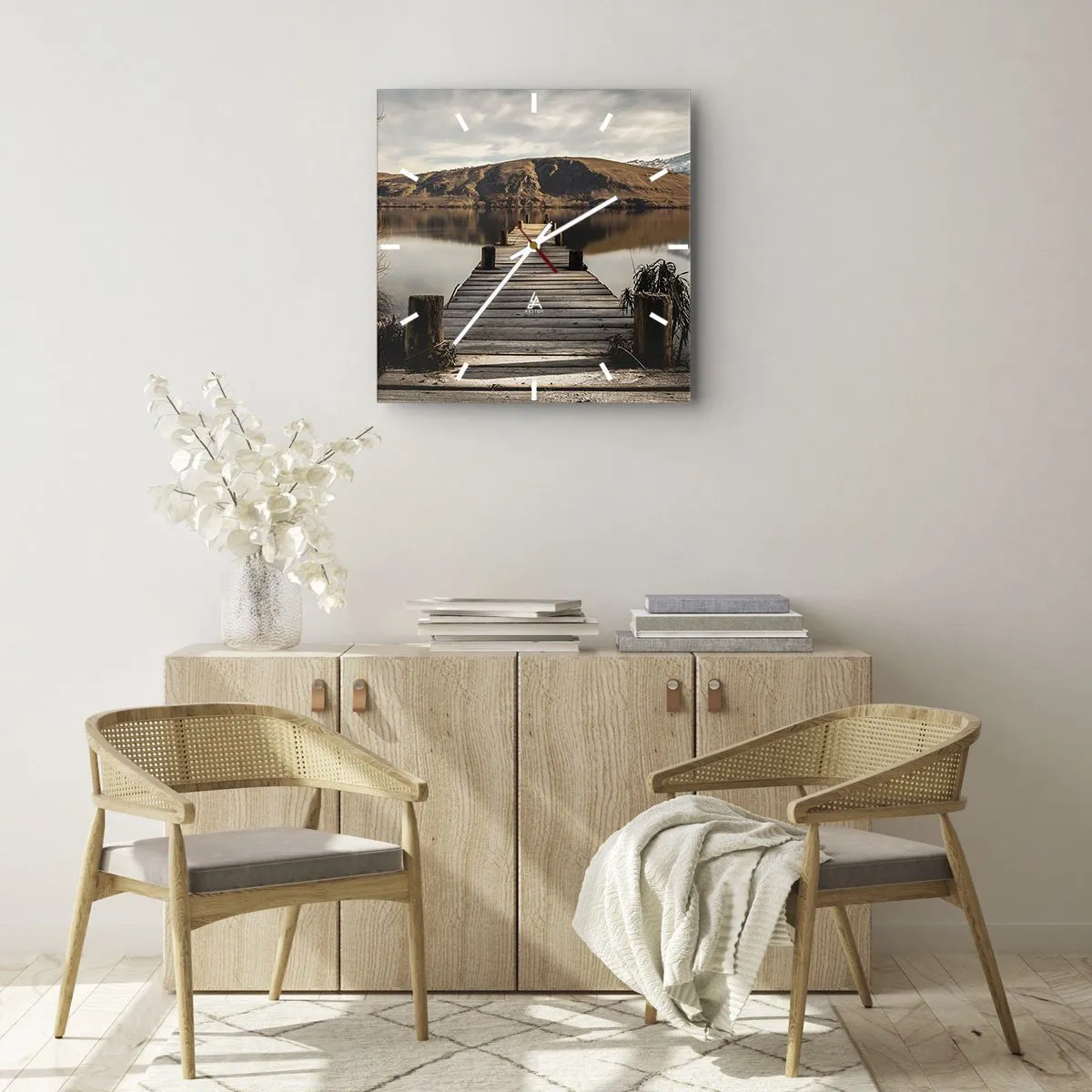 Wandklok - Klok - Landschap in stilte - 30x30 cm