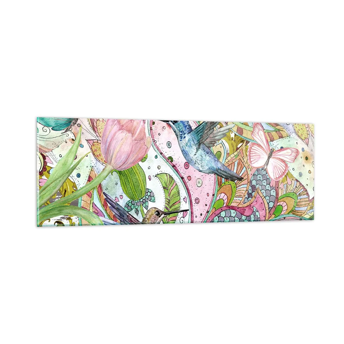 Schilderen op glas - Verstrikt in wijnstokken - 90x30 cm