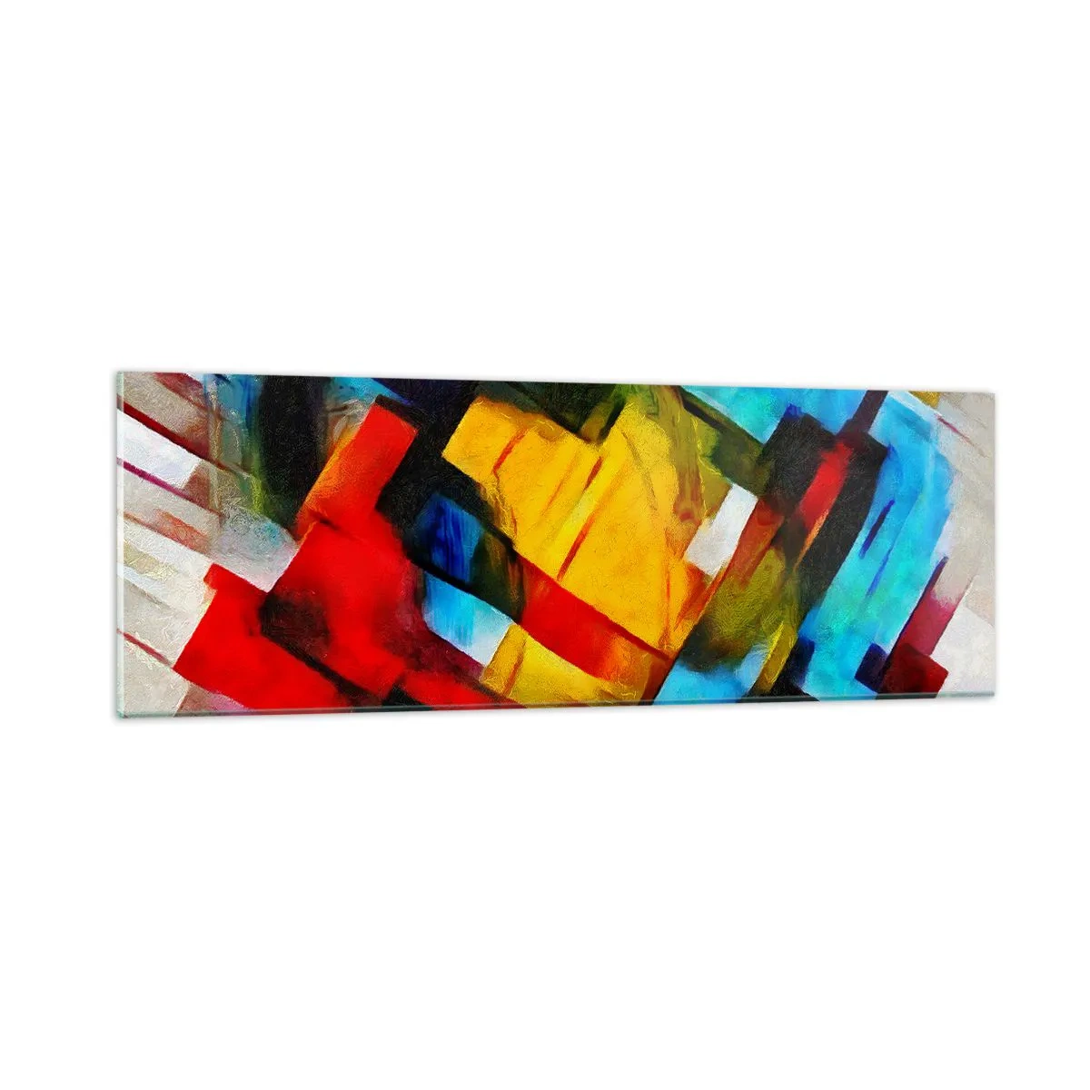 Schilderen op glas - Een veelkleurig lagen koekje - 90x30 cm