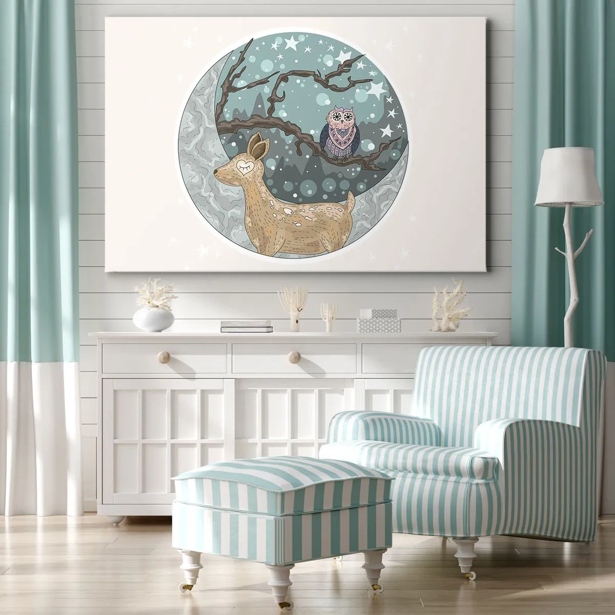 Schilderen op canvas - Een sprookjesachtige bosnacht - 120x80 cm