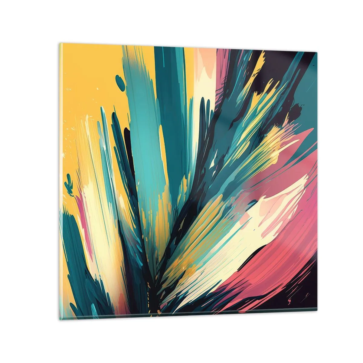 Schilderen op glas - Compositie – een explosie van vreugde - 30x30 cm
