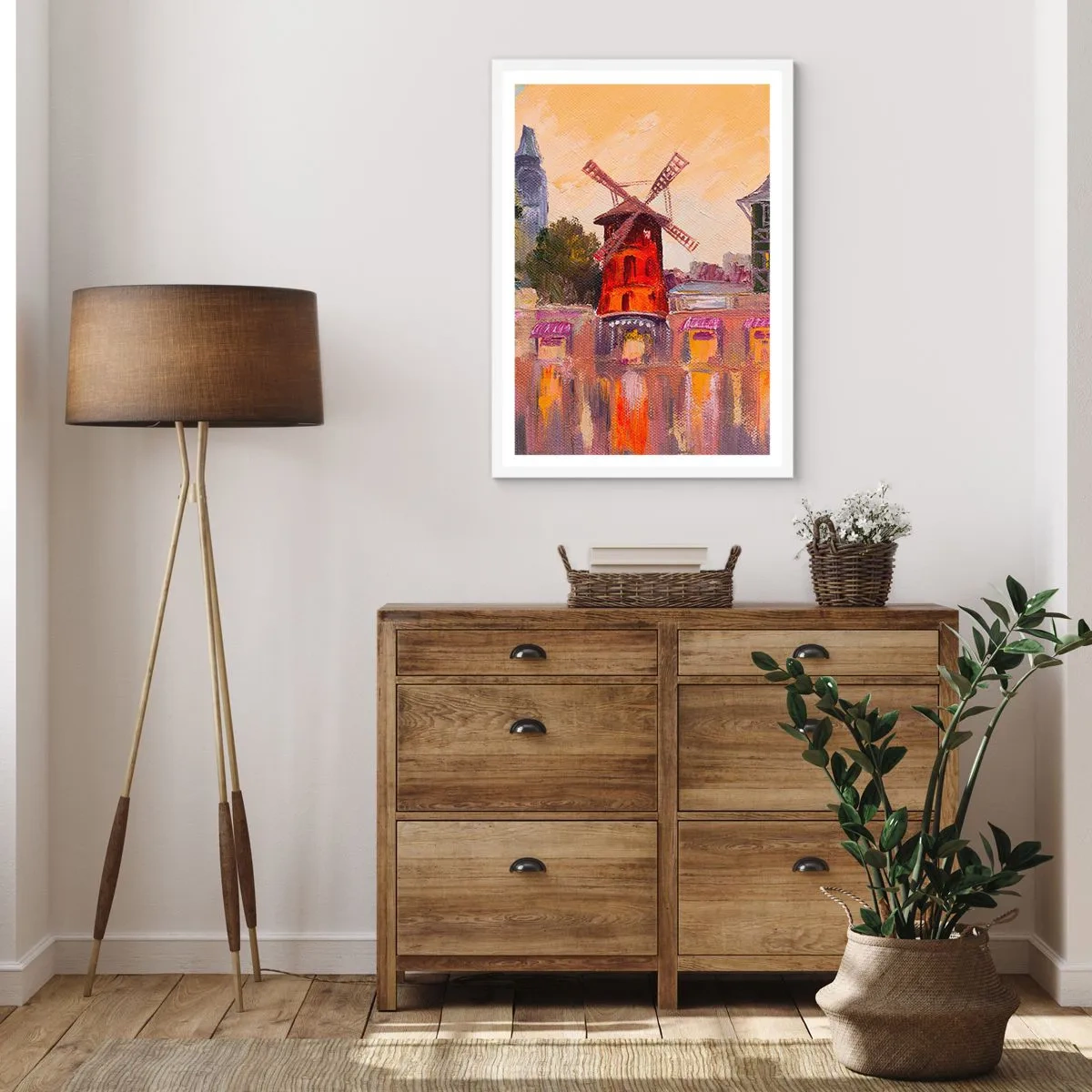 Poster in een witte lijst - Parijse iconen – Moulin Rouge - 30x40 cm