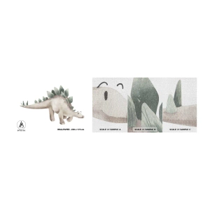 Fotobehang Monster Premium Canvas - Jouw vried - Dinosaurus, Kinderen, Stegosaurus - 100x30 cm