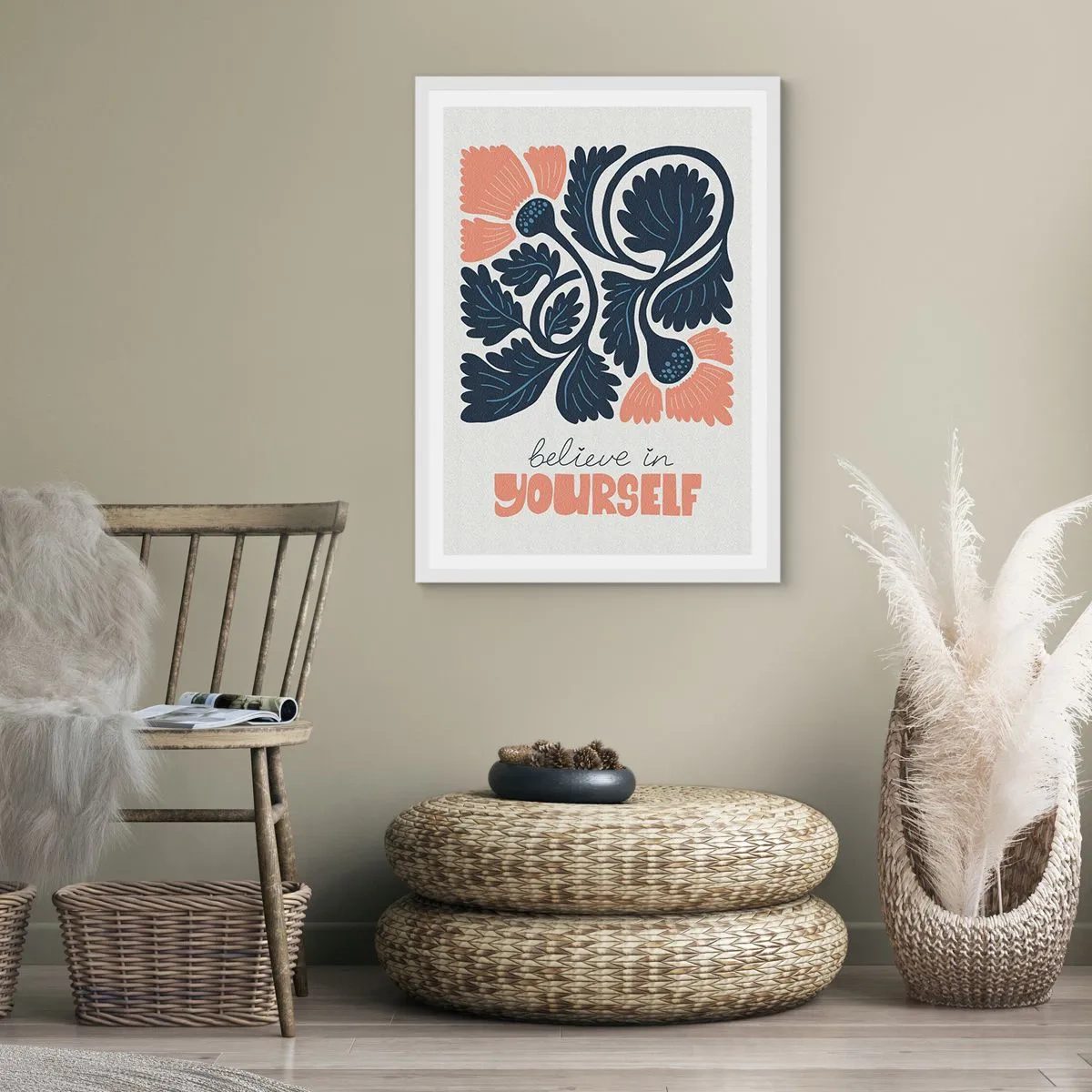 Poster in een witte lijst - En jij bloeit ook - 40x50 cm