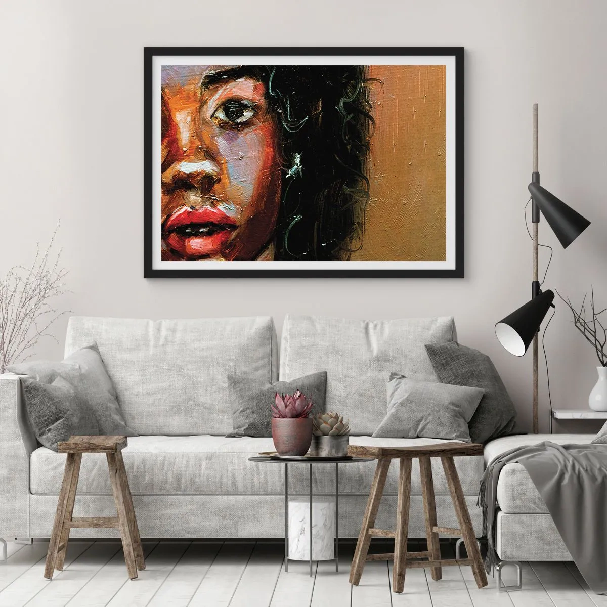 Poster in een zwarte lijst - Zwart en gloed - 40x30 cm