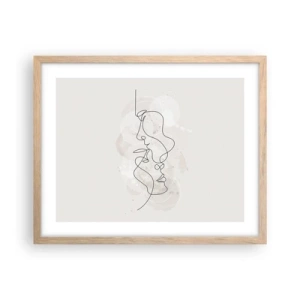 Een poster in een licht eiken lijst - Verstrikt in een omhelzing - 50x40 cm