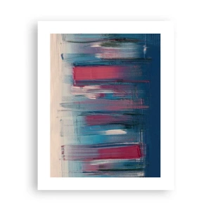 Poster - Verticale compositie in blauw en rood - 40x50 cm