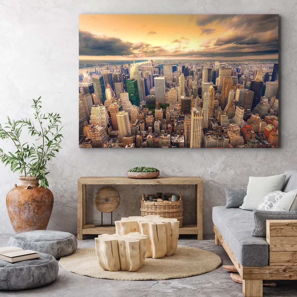 Schilderen op canvas - Vergulde metropool - 120x80 cm