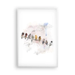 Poster in een witte lijst - Gevleugelde ontmoeting - 61x91 cm