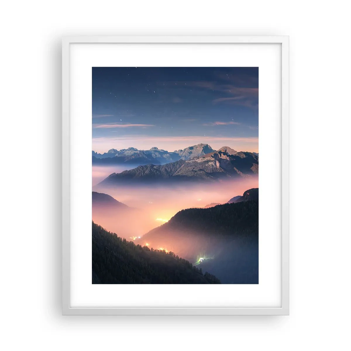 Poster in een witte lijst - Licht in de dalen - 40x50 cm