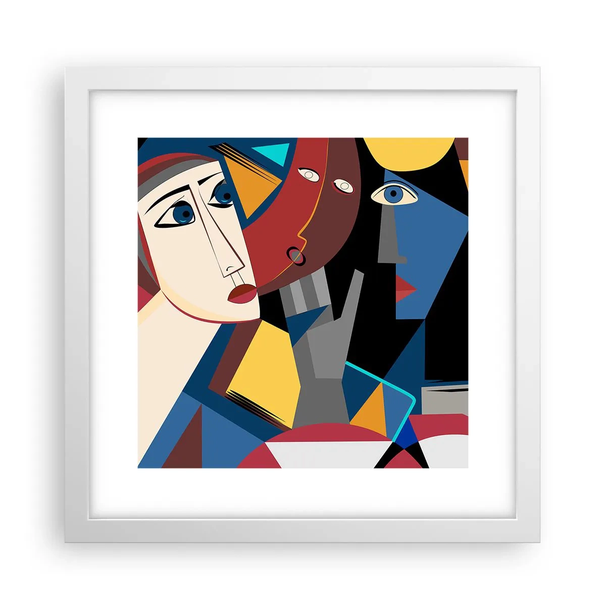 Poster in een witte lijst - Een gesprek tussen kubisten - 30x30 cm