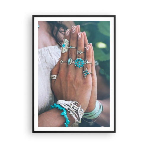 Poster in een zwarte lijst - Welkom in het centrum van het zijn - 70x100 cm