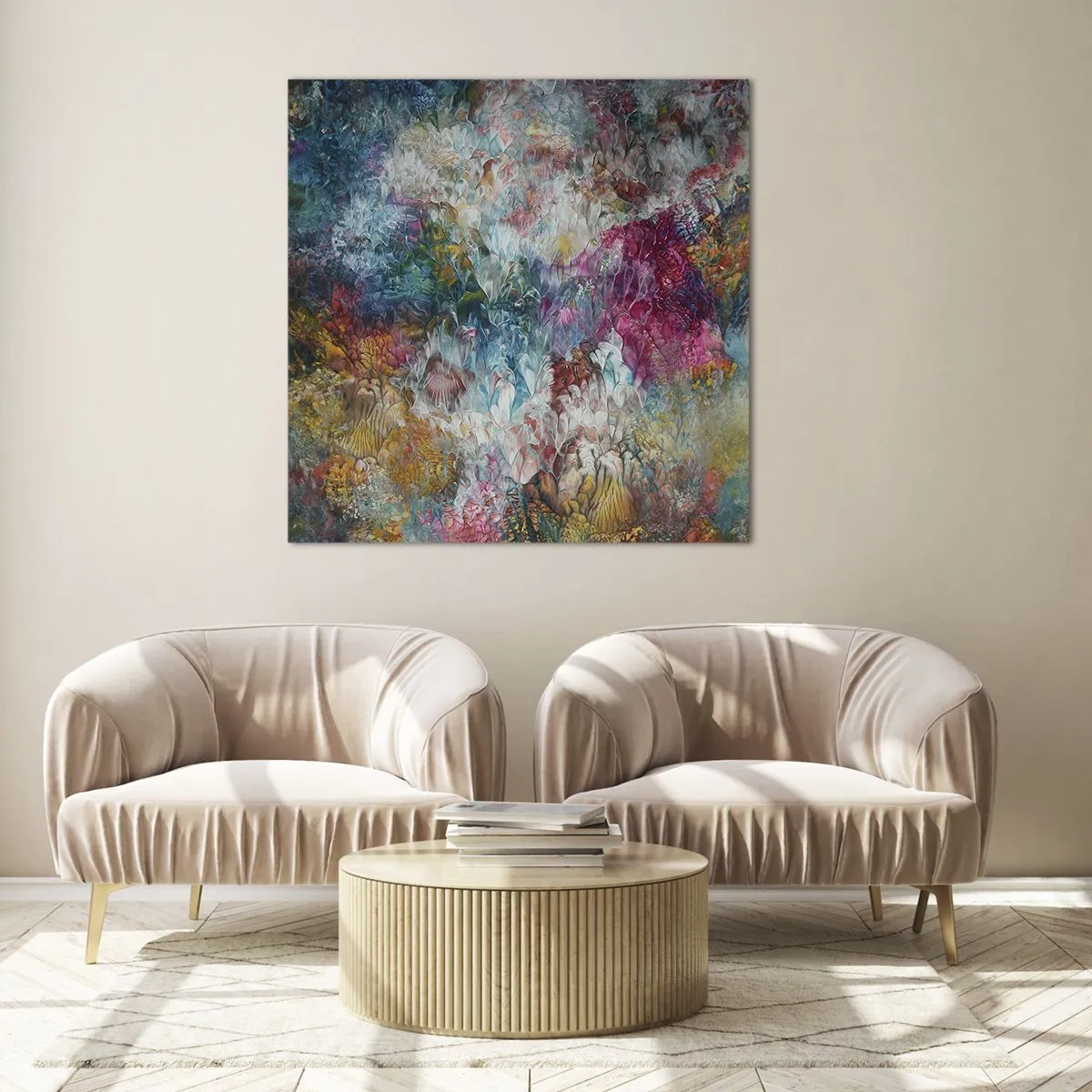 Schilderen op glas - Volledig in bloei - 40x40 cm