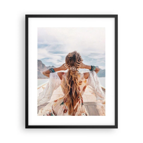 Poster in een zwarte lijst - Op weg naar geluk - 40x50 cm