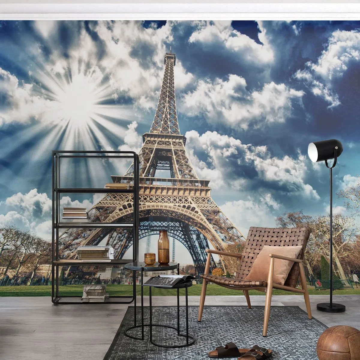 Fotobehang Premium Canvas - De enige zo onder de zon - Eiffeltoren, Parijs, Architectuur - 250x175 cm