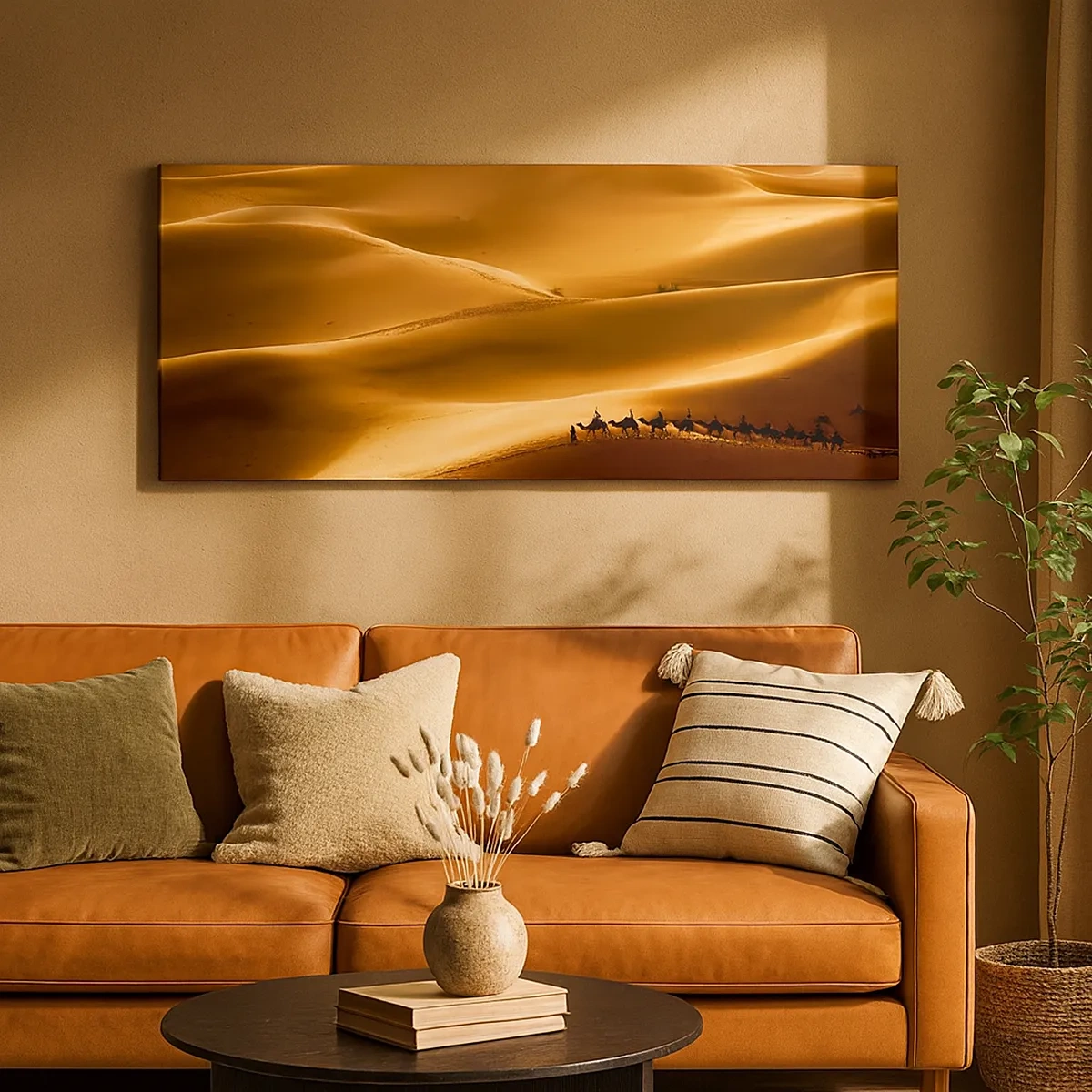 Schilderen op canvas - Caravan in de woestijngolven - 30x30 cm