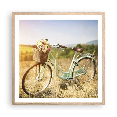 Een poster in een licht eiken lijst - Ik blijf hier nog even - 60x60 cm