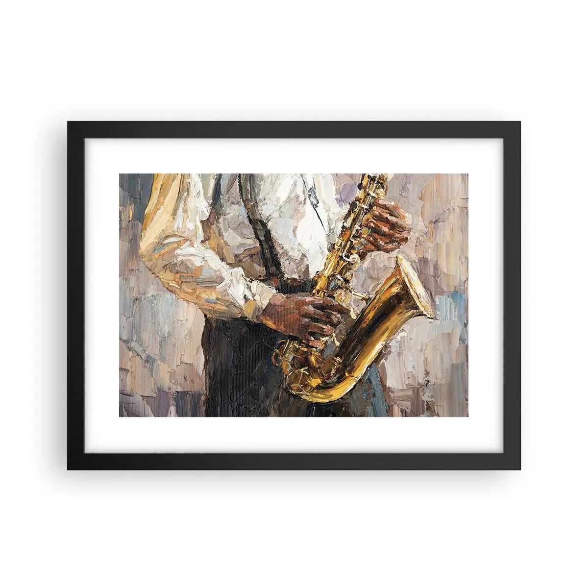 Poster in een zwarte lijst - Tijd om te solo te spelen - 40x30 cm