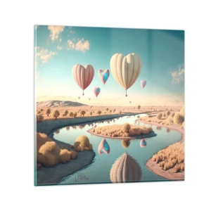 Schilderen op glas - Liefde laat je vliegen - 60x60 cm
