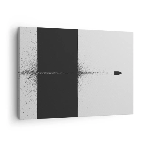 Schilderen op canvas - Een symbolisch projectiel in een minimalistische, abstracte stijl. - 70x50cm - Rechtstreeks naar het doel - Moderne wanddecoratie voor woonkamer en slaapkamer ARTTOR