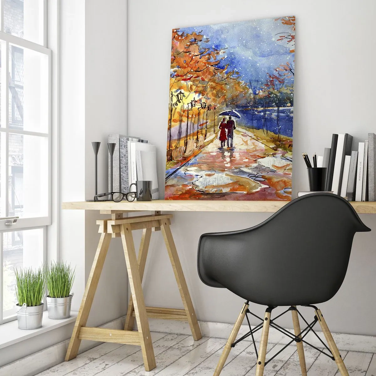Schilderen op glas - Samen tot de grens van de tijd - 50x70 cm