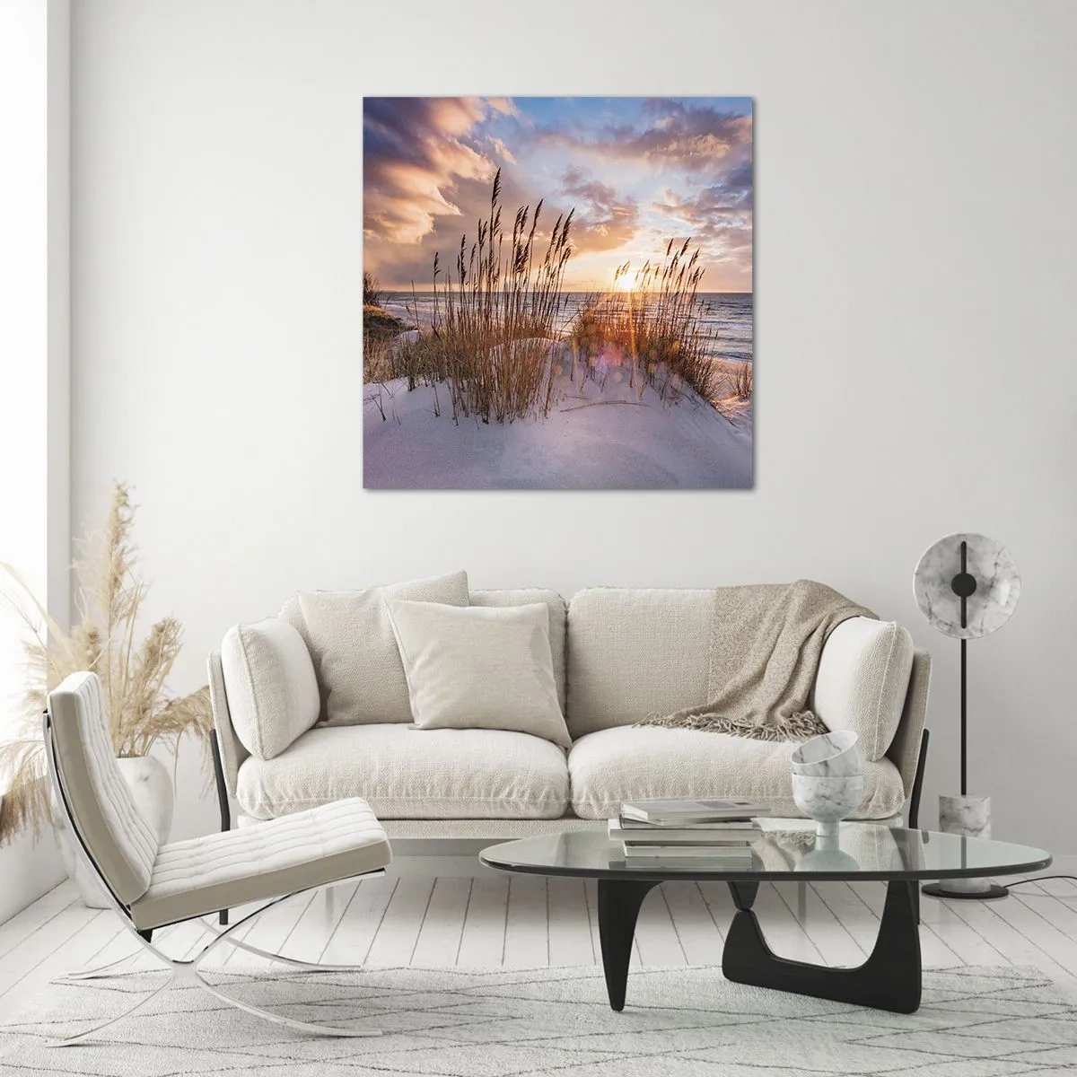 Schilderen op glas - Afscheid van de zon en de wind - 40x40 cm