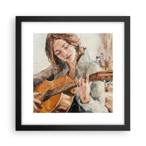 Poster in een zwarte lijst - Concerto voor gitaar en een meisjeshart - 30x30 cm
