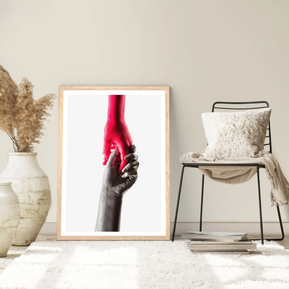 Een poster in een licht eiken lijst - Samen, hoewel anders - 70x100 cm