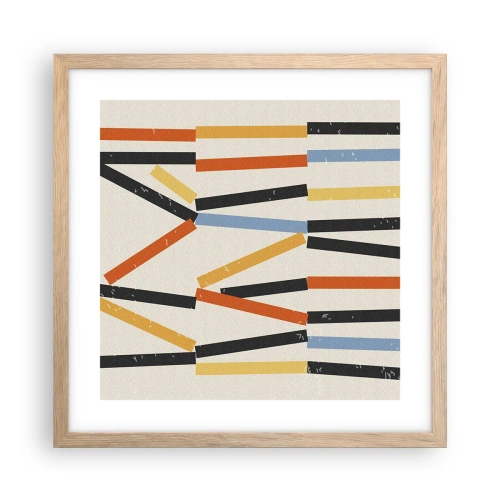 Een poster in een licht eiken lijst - Compositie op goed niveau - 40x40 cm