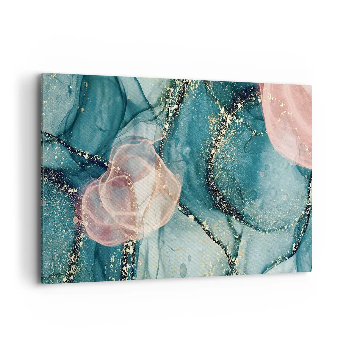 Schilderen op canvas - Zijdeblauw, tule roze - 120x80 cm